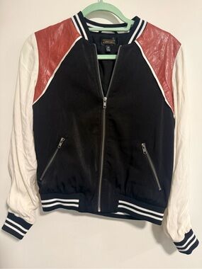 Greylin Colorblock Bomber Jacket - Black, White & Red